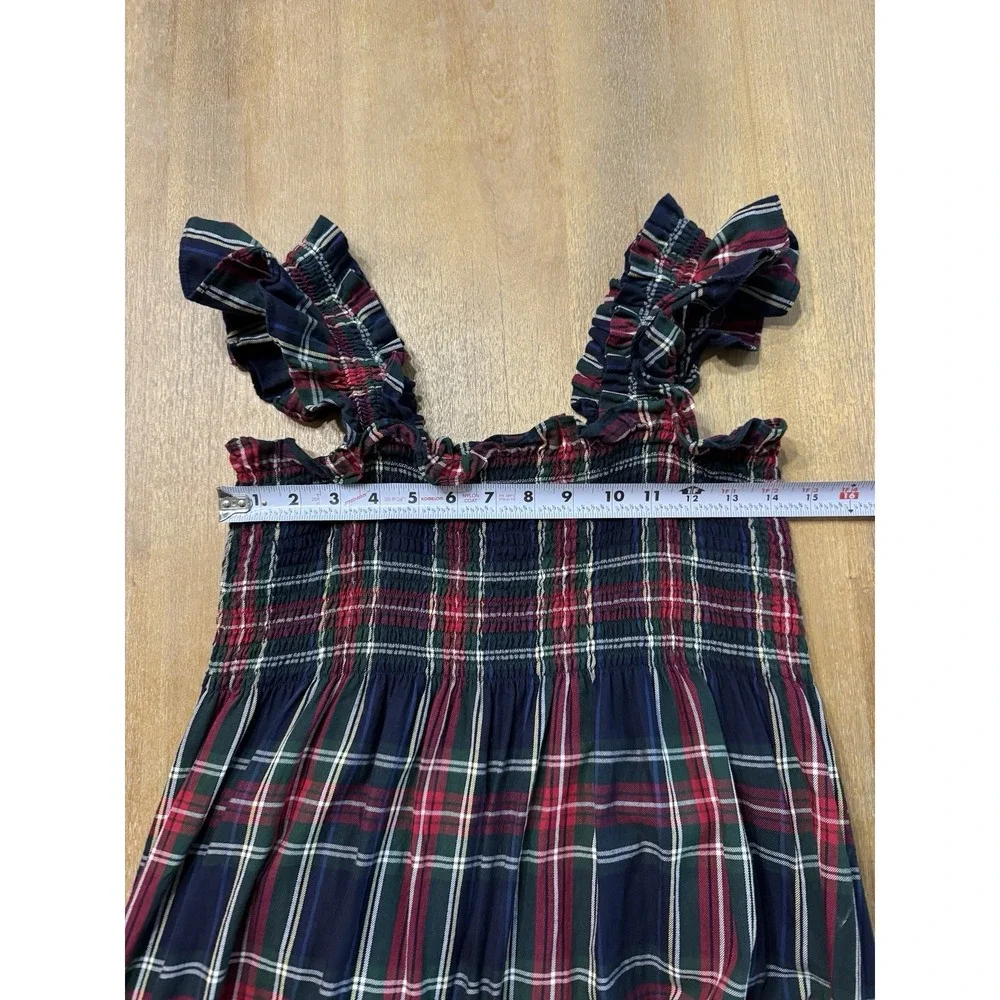 Hill House Ellie Midi Nap Dress Navy Tartan Plaid Size Large - Picture 3 of 10